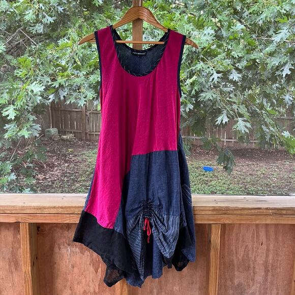 Mara Gibbucci Women's 100% Linen Sleeveless Colorblock Dress Size M - Picture 1 of 8